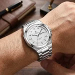 Poedagar 896 Stainless Steel Men's Watch- Silver/White - Image 3