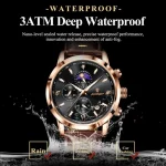Poedagar 882 Chronograph Leather Belt Men’s Watch- Brown/Black - Image 3