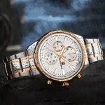 Naviforce 9089 Chronograph Men’s Watch- Silver/Rose Gold