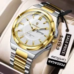 Poedagar 896 Stainless Steel Men's Watch- Silver Golden/White