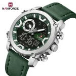 Naviforce 9261 Dual Time Leather Belt Men’s Watch- Green