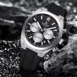 Naviforce 8080 Chronograph Rubber Belt Men’s Watch- Black/Silver