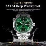 Poedagar 673 Stainless Steel Men's Watch- Silver/Green - Image 2