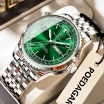 Poedagar 673 Stainless Steel Men's Watch- Silver/Green