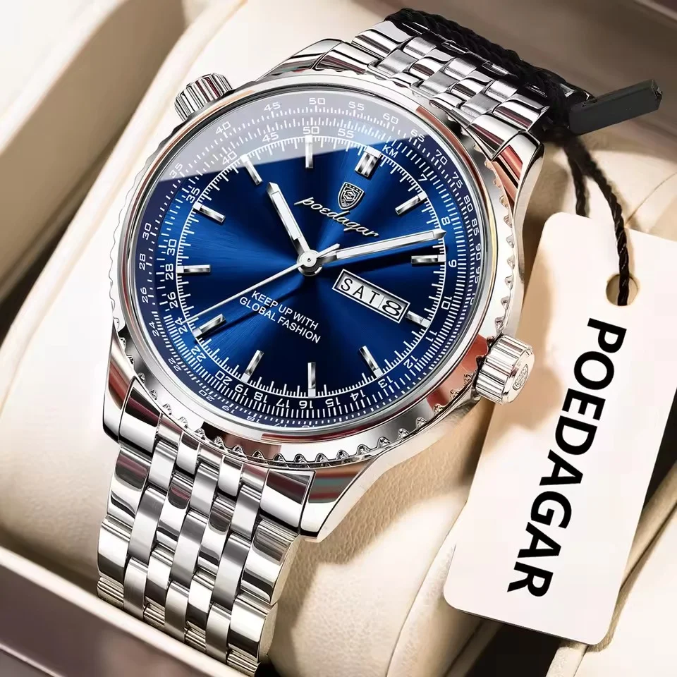 1765722967973_imgi_34_s92bea6afee984cd5aecd7fc130f2b204e.jpg_960x960q75.jpg_ Poedagar 673 Stainless Steel Men's Watch- Silver/Blue - Image 1