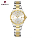 Naviforce 5073 Stainless Steel Ladies Watch- Silver Golden/White - Image 5