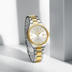 Naviforce 5073 Stainless Steel Ladies Watch- Silver Golden/White - Image 2