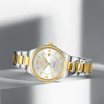 Naviforce 5073 Stainless Steel Ladies Watch- Silver Golden/White - Image 3