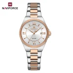 Naviforce 5073 Stainless Steel Ladies Watch- Silver Rose Gold/White - Image 4