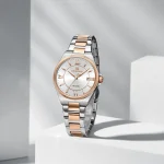 Naviforce 5073 Stainless Steel Ladies Watch- Silver Rose Gold/White