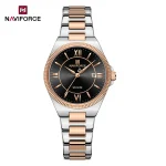Naviforce 5073 Stainless Steel Ladies Watch- Silver Rose Gold/Black - Image 5