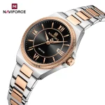 Naviforce 5073 Stainless Steel Ladies Watch- Silver Rose Gold/Black - Image 4