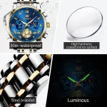 Olevs 2859 Chronograph Men’s Watch- Silver Golden/Blue - Image 5