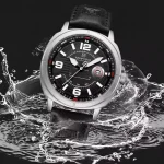 Naviforce 8078 Leather Belt Men’s Watch- Black - Image 3