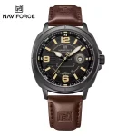 Naviforce 8078 Leather Belt Men’s Watch- Brown