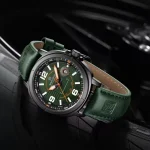 Naviforce 8078 Leather Belt Men’s Watch- Green
