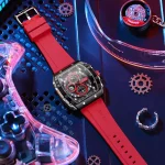 Curren 8442 Chronograph Rubber Belt Men's Watch- Red - Image 2