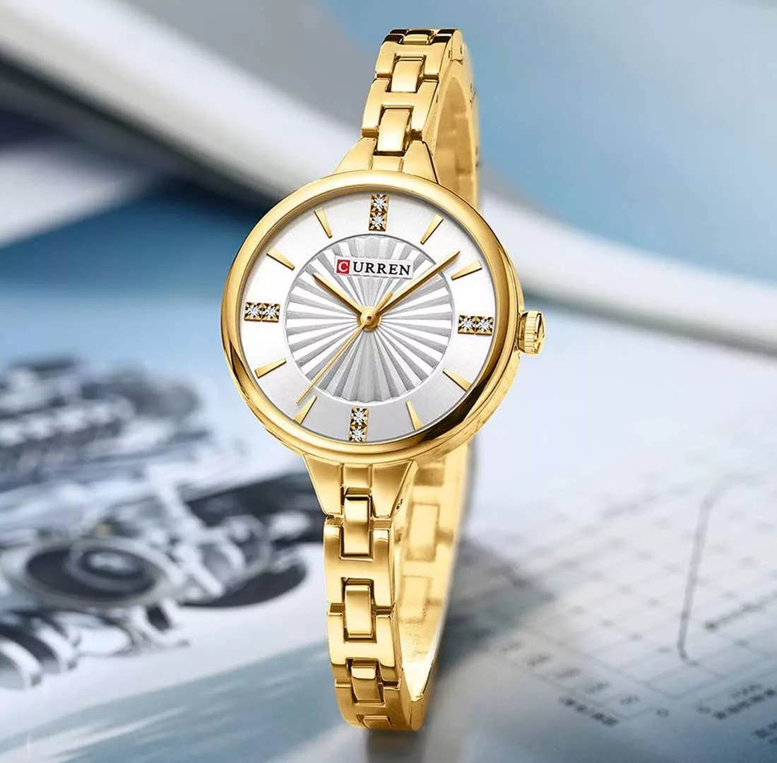 2025-08-12-1755002148381-H883461256853422284f24f4800984e7bH Curren 9097 Stainless Steel Ladies Watch- Golden/White - Image 1