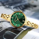 Curren 9097 Stainless Steel Ladies Watch- Golden/Green - Image 3