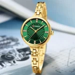 Curren 9097 Stainless Steel Ladies Watch- Golden/Green - Image 2