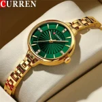 Curren 9097 Stainless Steel Ladies Watch- Golden/Green