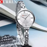 Curren 9097 Stainless Steel Ladies Watch- Silver/White