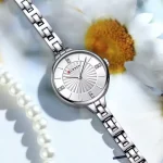 Curren 9097 Stainless Steel Ladies Watch- Silver/White - Image 2