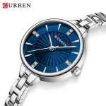 Curren 9097 Stainless Steel Ladies Watch- Silver/Blue - Image 3