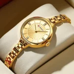 Curren 9097 Stainless Steel Ladies Watch- Golden