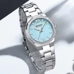 Curren 9103 Stainless Steel Ladies Watch- Silver/Sky Blue
