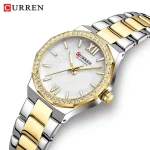 Curren 9103 Stainless Steel Ladies Watch- Silver Golden/White - Image 2