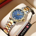 Curren 9103 Stainless Steel Ladies Watch- Silver Golden/Blue - Image 4