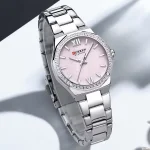 Curren 9103 Stainless Steel Ladies Watch- Silver/Pink