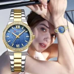 Curren 9103 Stainless Steel Ladies Watch- Silver Golden/Blue - Image 2