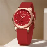 Naviforce 5051 Rubber Belt Ladies Watch- Red