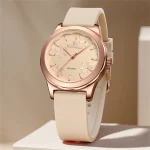 Naviforce 5051 Rubber Belt Ladies Watch- Golden