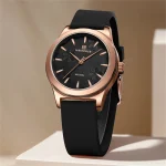 Naviforce 5051 Rubber Belt Ladies Watch- Black