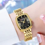 Curren 9093 Stainless Steel Ladies Watch- Golden/Black - Image 2