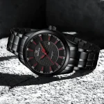 Naviforce 8032 Stainless Steel Men’s Watch- Black/Red - Image 2