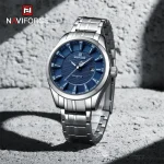 Naviforce 8032 Stainless Steel Men’s Watch- Silver/Blue