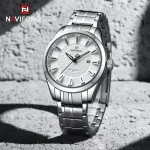 Naviforce 8032 Stainless Steel Men’s Watch- Silver/White