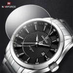 Naviforce 8032 Stainless Steel Men’s Watch- Silver/Black - Image 2