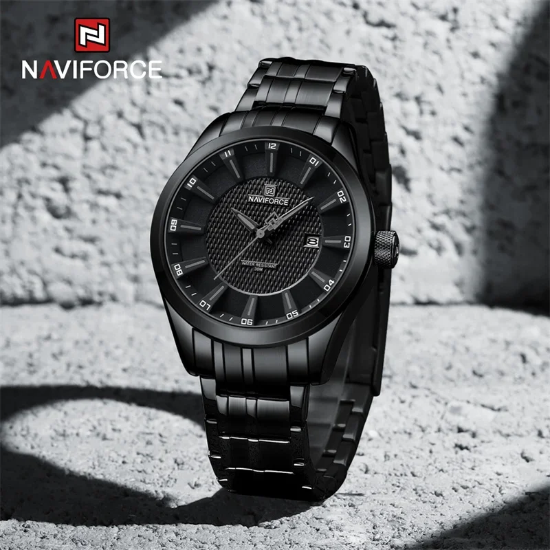 2025-08-12-1755003274978-NAVIFORCE-Top-Brand-Business-Casual-Men-s-Watch-Waterproof-Quartz-Wristwaches-Stainless-Steel-Strap- Naviforce 8032 Stainless Steel Men’s Watch- Black - Image 1