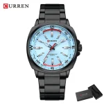 Curren 8455 Stainless Steel Men’s Watch- Black/Sky Blue - Image 3