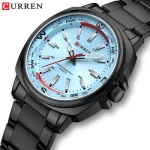 Curren 8455 Stainless Steel Men’s Watch- Black/Sky Blue - Image 2
