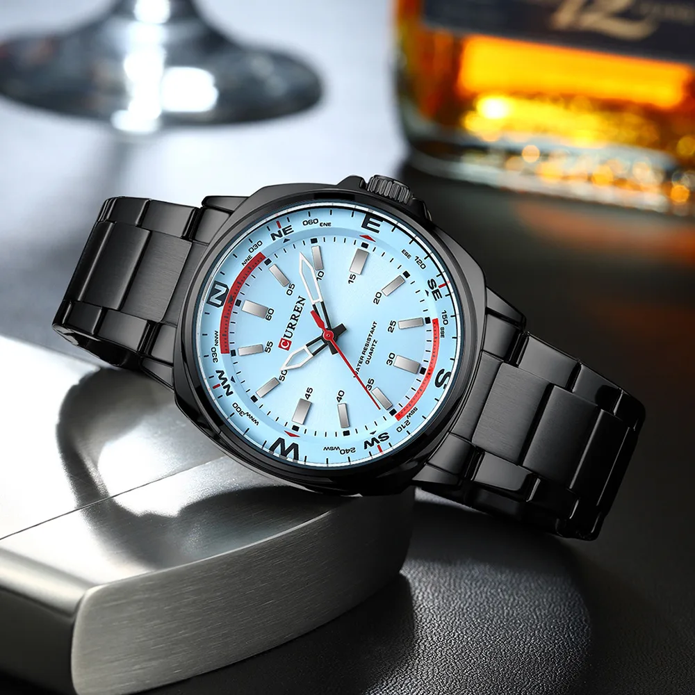 2025-08-12-1755003784675-S99e3c7d8b4c34034b2ffea22551cbad0t Curren 8455 Stainless Steel Men’s Watch- Black/Sky Blue - Image 1