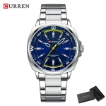 Curren 8455 Stainless Steel Men’s Watch- Silver/Blue - Image 4