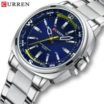 Curren 8455 Stainless Steel Men’s Watch- Silver/Blue - Image 3
