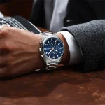 Curren 8445 Chronograph Men’s Watch- Silver/Blue - Image 2