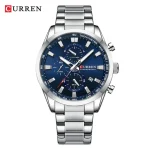 Curren 8445 Chronograph Men’s Watch- Silver/Blue - Image 3